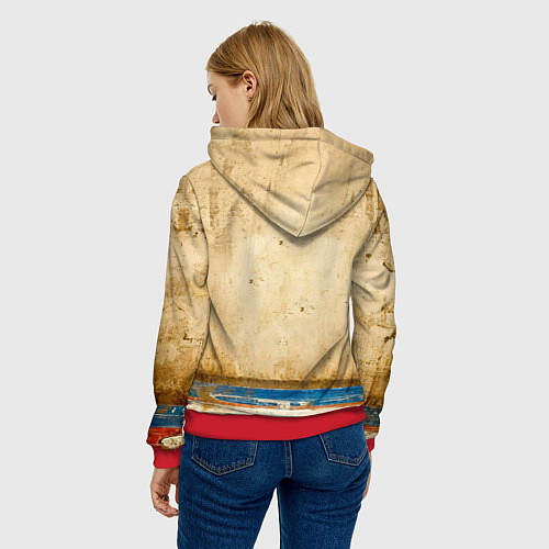 Женская толстовка Греко-римский борец на бежевом / 3D-Красный – фото 4