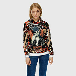 Толстовка-худи женская Nirvana Kurt Cobain на фоне гитар, цвет: 3D-белый — фото 2