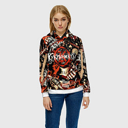 Толстовка-худи женская Кукрыниксы на фоне электрогитар, цвет: 3D-белый — фото 2