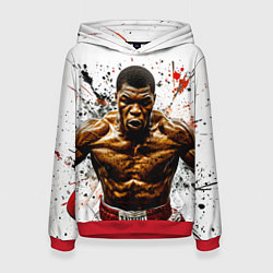 Толстовка-худи женская Мухаммед Али на белом, цвет: 3D-красный