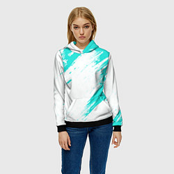 Толстовка-худи женская Color white light blue, цвет: 3D-черный — фото 2