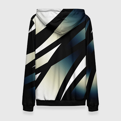 Женская толстовка Чёрно-белый с синим затемнением полосы / 3D-Черный – фото 2