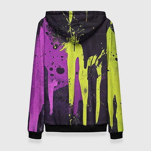Женская толстовка Желтая и фиолетовая краска на черном / 3D-Черный – фото 2