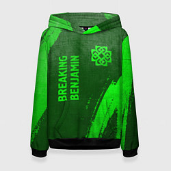 Толстовка-худи женская Breaking Benjamin - green gradient вертикально, цвет: 3D-черный
