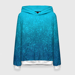 Толстовка-худи женская Лазурный голубой текстурный градиент, цвет: 3D-белый
