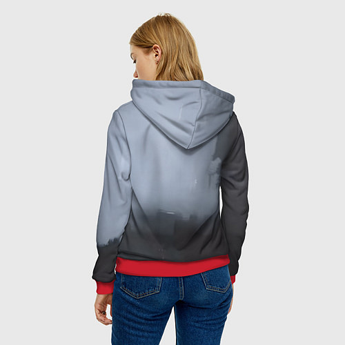 Женская толстовка Абстракция с серым и черным / 3D-Красный – фото 4