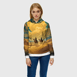 Толстовка-худи женская В пустыне на верблюдах, цвет: 3D-белый — фото 2