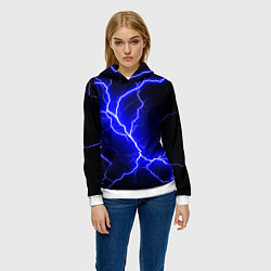 Толстовка-худи женская Color blue black, цвет: 3D-белый — фото 2