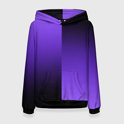 Толстовка-худи женская Чёрно-сиреневый градиент пополам, цвет: 3D-черный