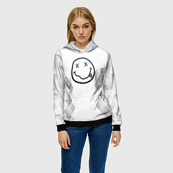 Толстовка-худи женская Nirvana white poly, цвет: 3D-черный — фото 2