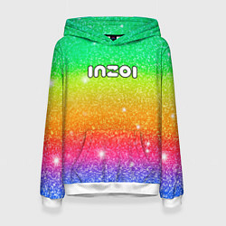 Толстовка-худи женская Inzoi блестящий радужный фон, цвет: 3D-белый