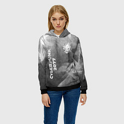 Толстовка-худи женская Cyberpunk 2077 - grey gradient вертикально, цвет: 3D-черный — фото 2