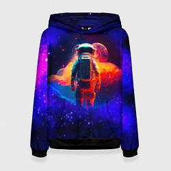 Толстовка-худи женская Огненный путь космонавта, цвет: 3D-черный