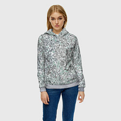 Толстовка-худи женская Перламутровый серо-голубой паттерн, цвет: 3D-меланж — фото 2
