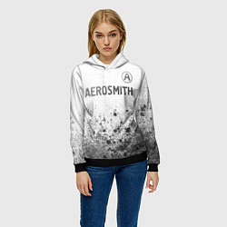 Толстовка-худи женская Aerosmith - white gradient посередине, цвет: 3D-черный — фото 2