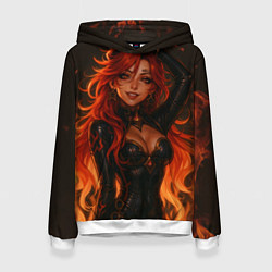 Толстовка-худи женская Горячая пиро архонт Мавуика - Genshin Impact, цвет: 3D-белый