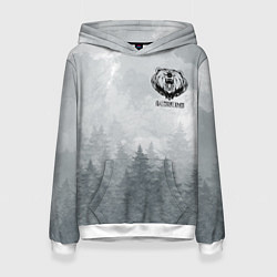 Толстовка-худи женская Лес мой храм - медведь русич, цвет: 3D-белый