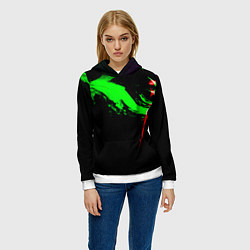 Толстовка-худи женская Color black green red, цвет: 3D-белый — фото 2