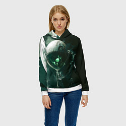 Толстовка-худи женская Скелет космонавта в космосе, цвет: 3D-белый — фото 2