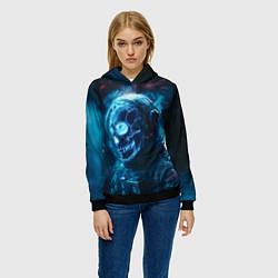 Толстовка-худи женская Скелет американского космонавта, цвет: 3D-черный — фото 2
