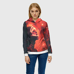 Толстовка-худи женская Девушка в космосе в костюме чужого, цвет: 3D-белый — фото 2