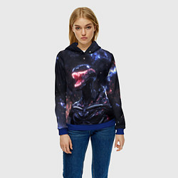 Толстовка-худи женская Чужой на фоне вселенной, цвет: 3D-синий — фото 2