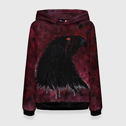 Толстовка-худи женская Орёл с шрамом на фоне кровавого неба, цвет: 3D-черный