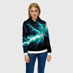 Толстовка-худи женская Lightning blue, цвет: 3D-белый — фото 2