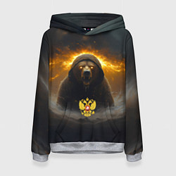 Толстовка-худи женская Злой медведь с гербом РФ, цвет: 3D-меланж