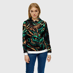 Толстовка-худи женская Японские драконы ирезуми, цвет: 3D-белый — фото 2