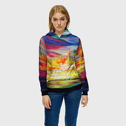 Толстовка-худи женская Scarlet rays of sunset, цвет: 3D-черный — фото 2