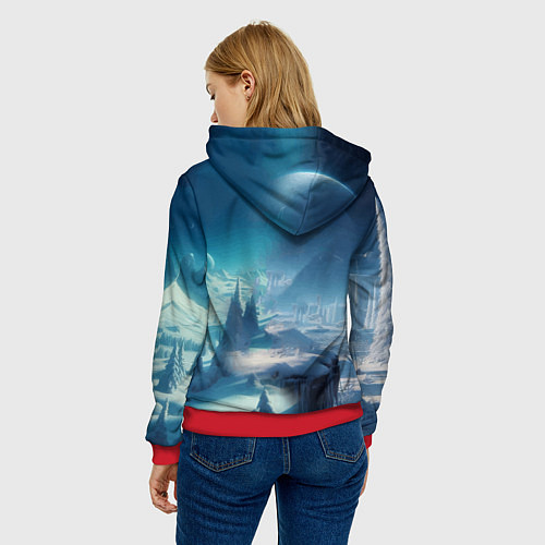 Женская толстовка Снежный динозавр - история вымирания / 3D-Красный – фото 4