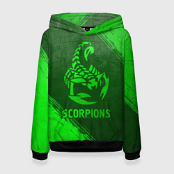 Толстовка-худи женская Scorpions - green gradient, цвет: 3D-черный