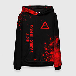 Толстовка-худи женская Thirty Seconds to Mars - red gradient вертикально, цвет: 3D-черный