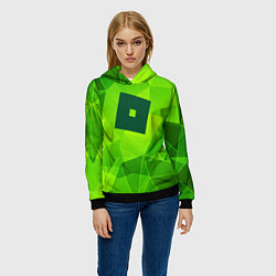 Толстовка-худи женская Roblox green poly, цвет: 3D-черный — фото 2