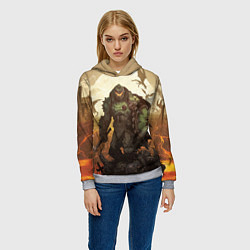 Толстовка-худи женская Doom dark ages doom guy, цвет: 3D-меланж — фото 2