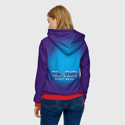 Женская толстовка Guitarists Tom and Jerry - heavy metal / 3D-Красный – фото 4