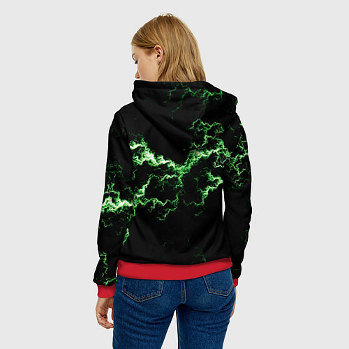 Женская толстовка Lightning green glow / 3D-Красный – фото 4