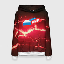 Толстовка-худи женская Russia красные плиты, цвет: 3D-белый