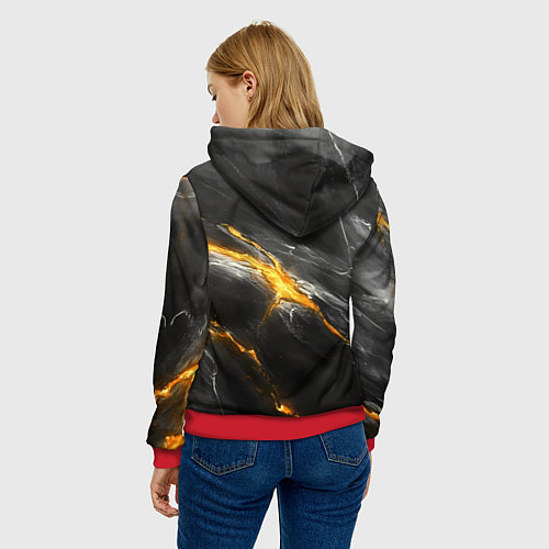 Женская толстовка Россия черно-желтый фон / 3D-Красный – фото 4