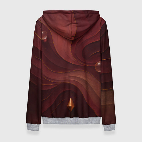 Женская толстовка Темно-бордовый волнистый узор / 3D-Меланж – фото 2
