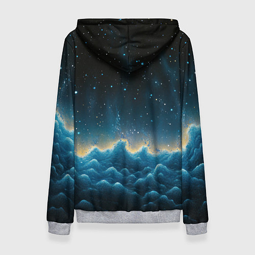 Женская толстовка Россия - герб на синем небе / 3D-Меланж – фото 2