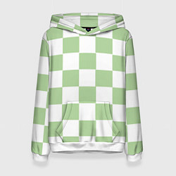Толстовка-худи женская Квадраты зелёные, цвет: 3D-белый