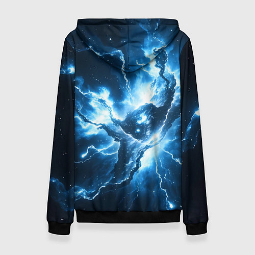 Женская толстовка Бело-синяя туманность / 3D-Черный – фото 2