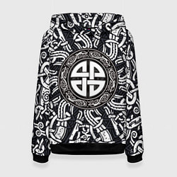 Толстовка-худи женская Узел защиты воинов и кельтские узоры, цвет: 3D-черный