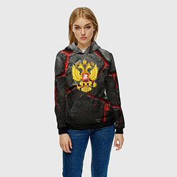 Толстовка-худи женская Герб России черные плиты, цвет: 3D-черный — фото 2