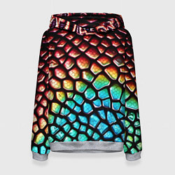 Толстовка-худи женская Макро кожа дракона, цвет: 3D-меланж