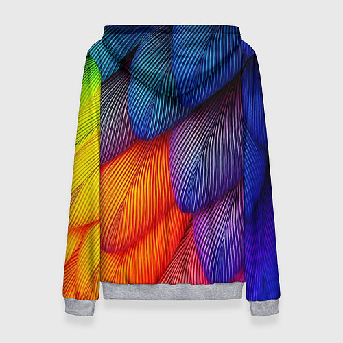 Женская толстовка Радужные перья попугая / 3D-Меланж – фото 2