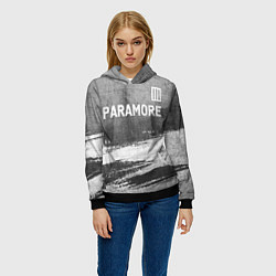 Толстовка-худи женская Paramore - grey gradient посередине, цвет: 3D-черный — фото 2