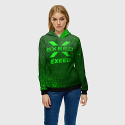 Толстовка-худи женская Exeed - green gradient, цвет: 3D-черный — фото 2
